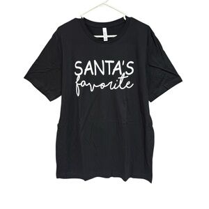 Bella Canvas Black Crew Neck Tee size XL Santa’s Favorite NWOT